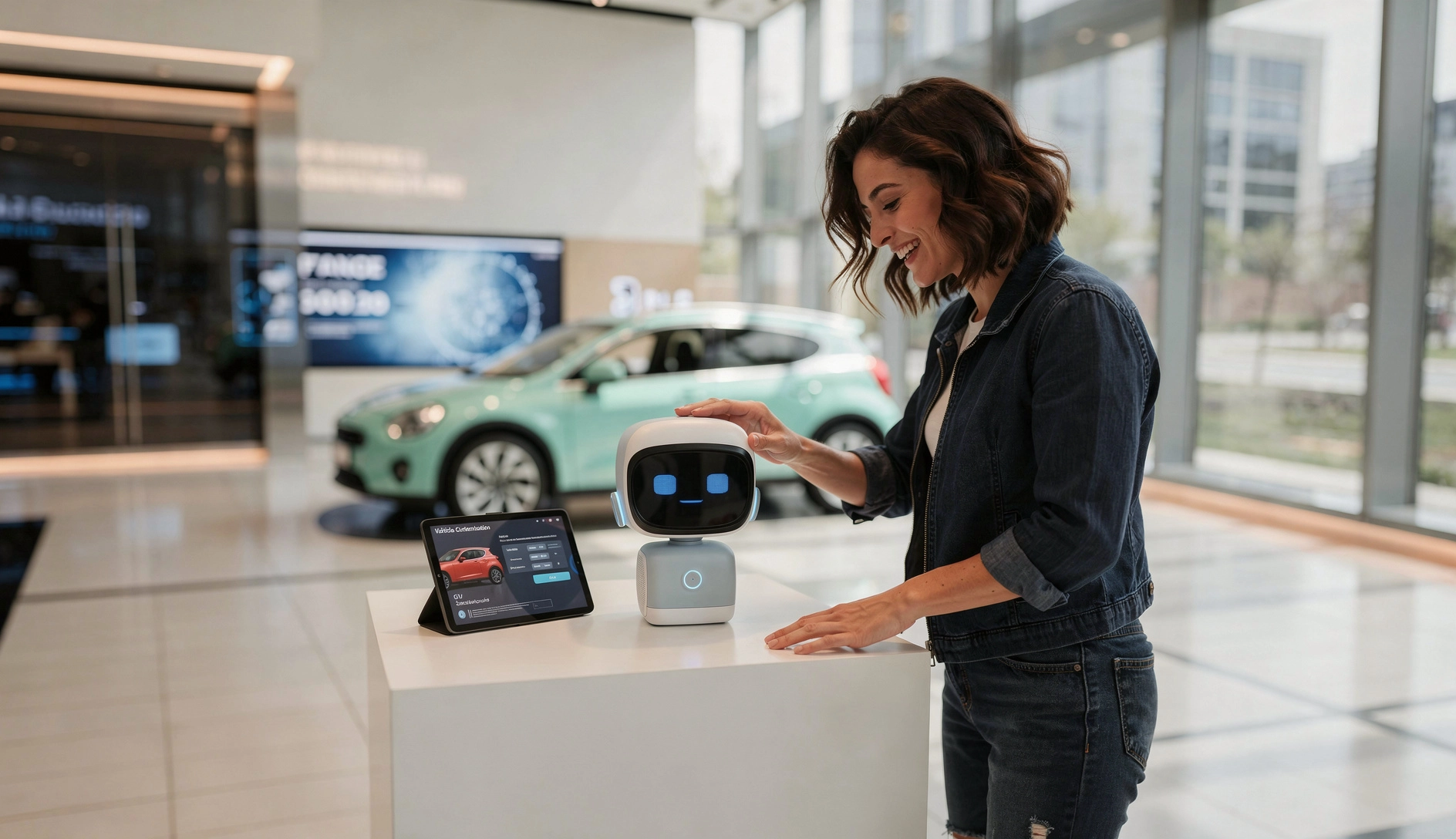 Norby AI kiosk greeting visitors